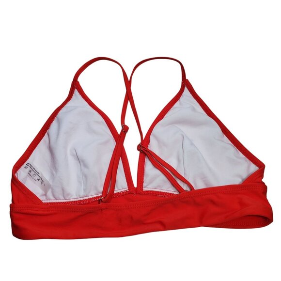 Shein Women's Red Basic X-Back Triangle Plunge Pull On Basic Bikini Top Size L - Picture 3 of 3